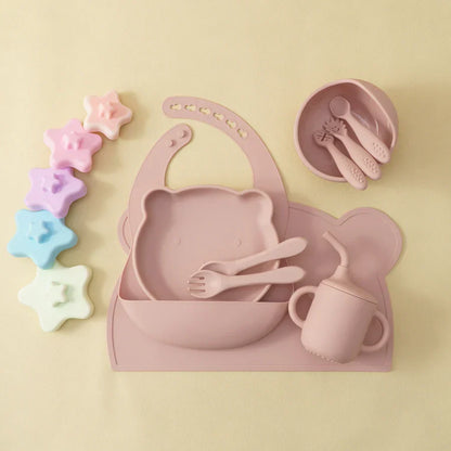 Bear Themed Silicone Baby Tableware Set